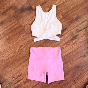Athleta Set - Pink Biker Shorts and Conscious Crop Bra